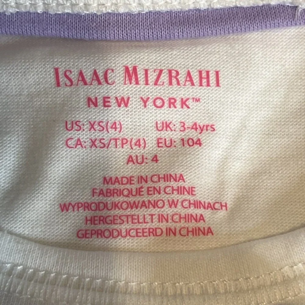 ISAAC MIZRAHI‎ GIRLS 3 PIECE SET FLEECE VEST WHITE PEACE SIGN SEQUINS SIZE XS 4
